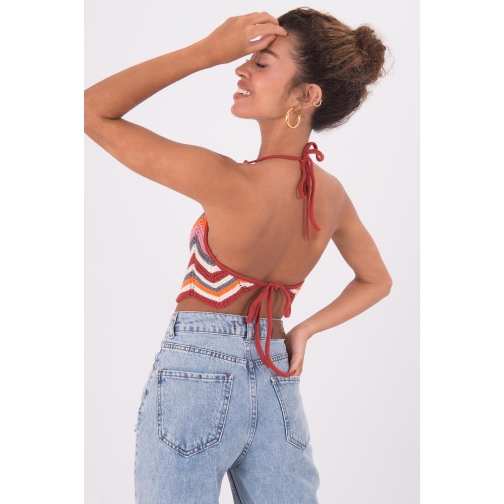 Crochet Halter Top - Retro Rainbow - Picture 4 of 8